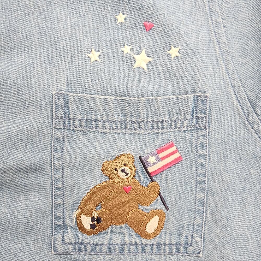 Vintage Y2K CJ Banks Top Womens‎ 3X Blue Denim Embroidered Button Up Bears USA - Picture 3 of 12